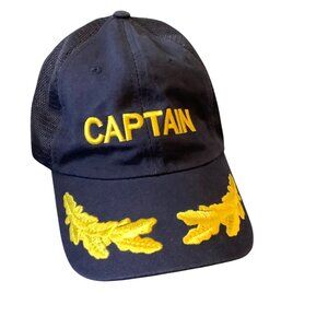 Dorfman Pacific‎ "Captain" Leaf Embroidered Mesh Trucker Hat Cotton Blend OS